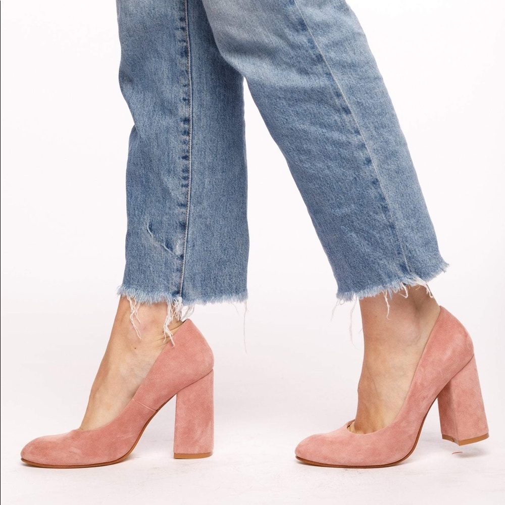 ABLE light pink suede heels